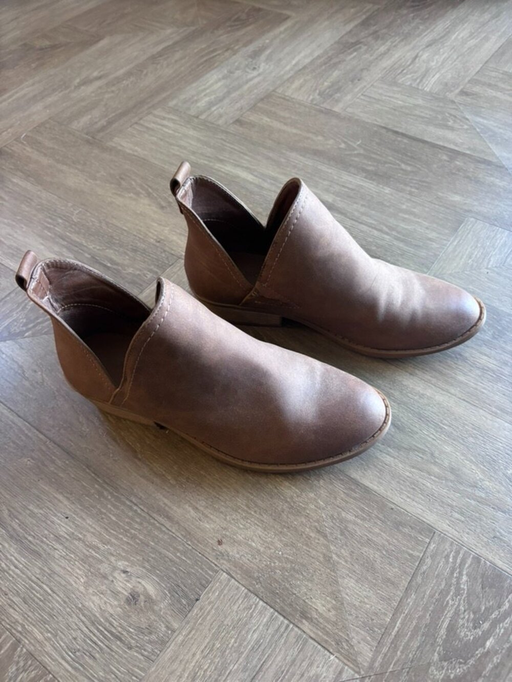 Target Universal Thread Brown Faux Leather Ankle Booties